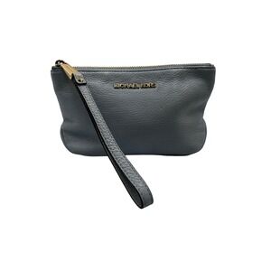 Michael Kors Wristlet Women Small Blue Good Pebbled Leather Gold Hardware
